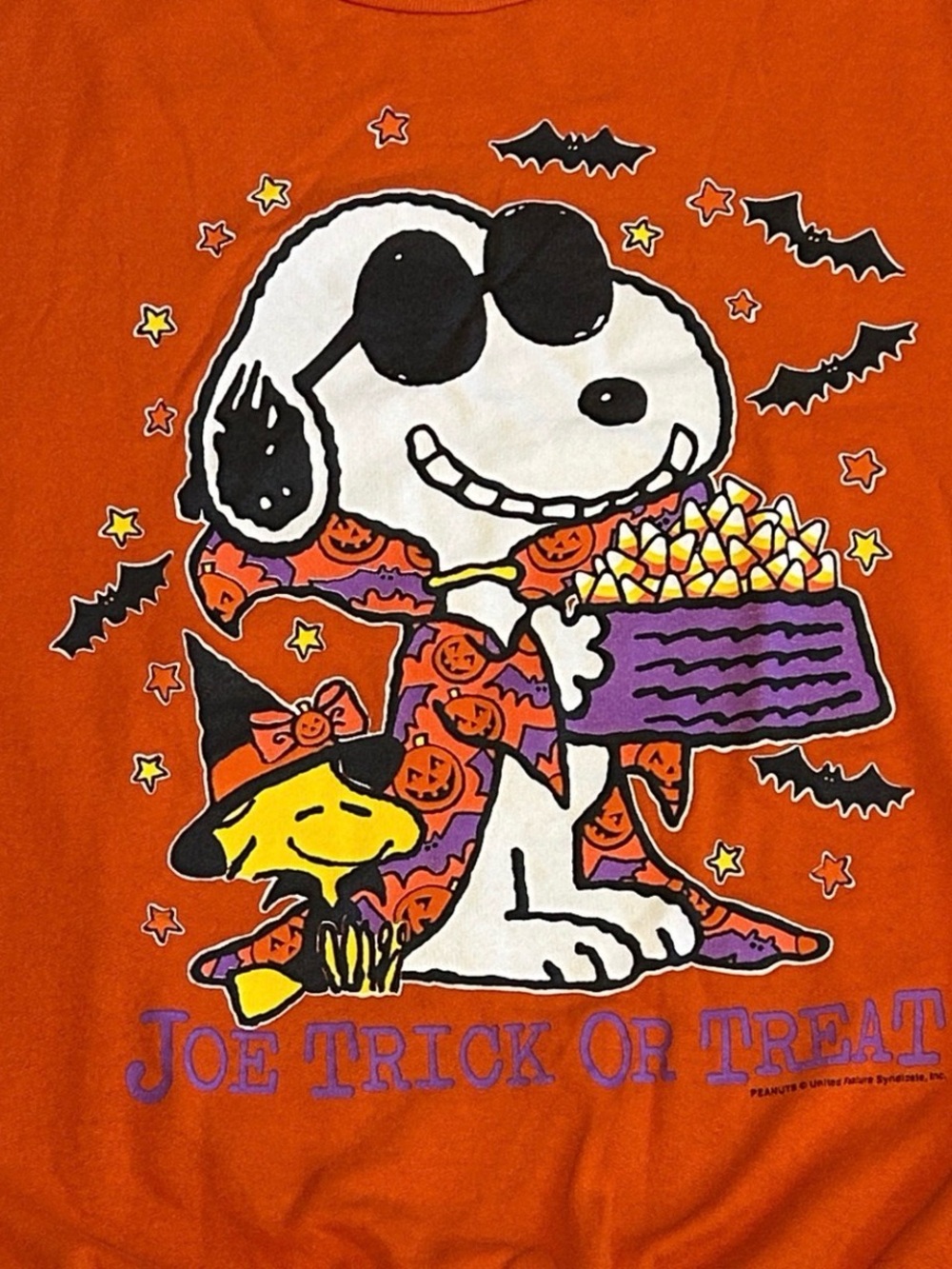 Vintage Peanuts Snoopy Joe Cool Trick Or Treat Halloween Sweatshirt Mens size XL - Picture 7 of 13